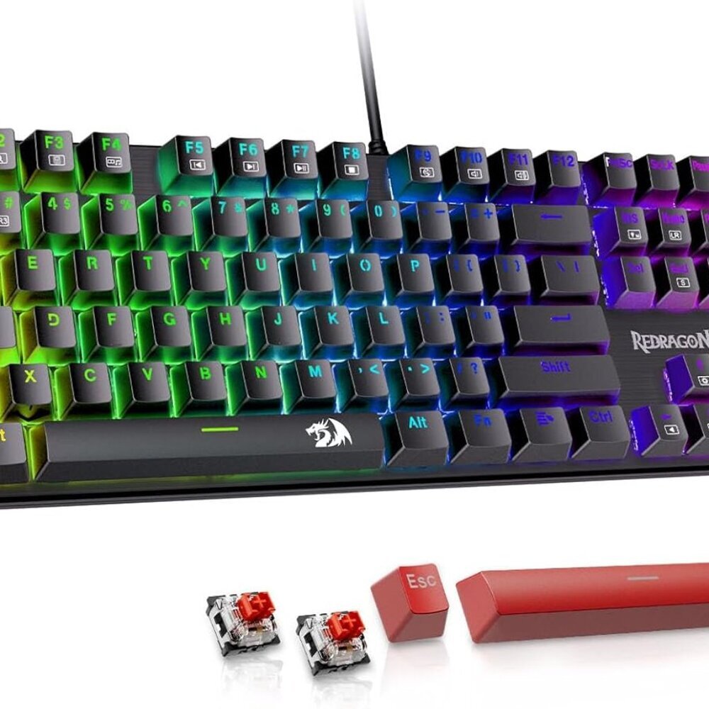 Mechanical Gaming Keyboard Wired, 11 Programmable Backlit Modes, Hot-Swappable R